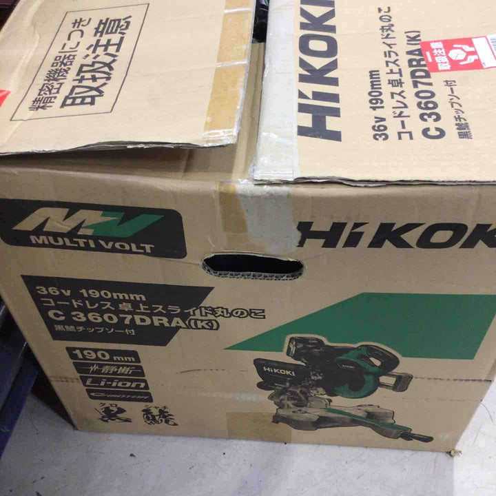 HiKOKI(ハイコーキ) 旧日立工機 コードレス卓上スライド丸のこ 36Vマルチボルト畜電池×1個・急速充電器・チップソー黒鯱付 C3606DRA(K)(XPS)【町田店】