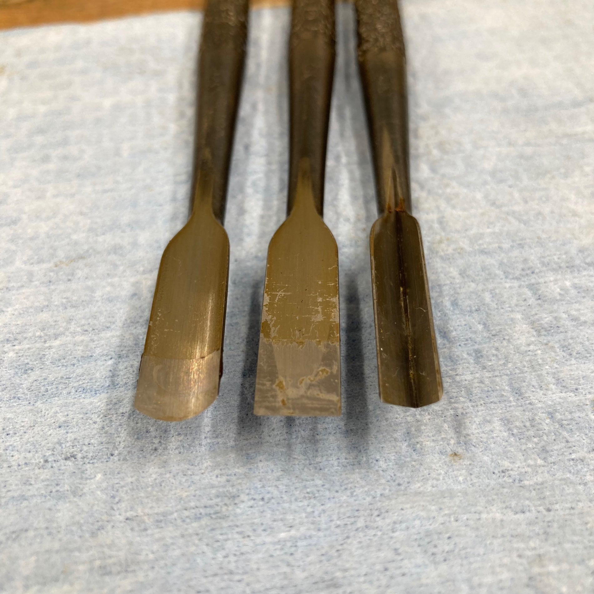 中古品】 「初代政吉」作 共柄彫刻刀 7本組 手打仕上 【柏店