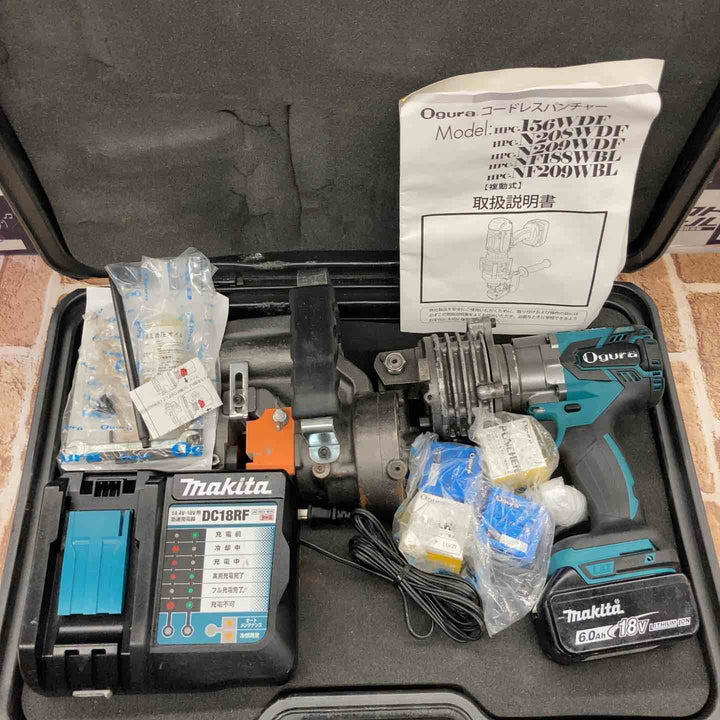 値下げ！【動作良好】★オグラ(Ogura) コードレスパンチャー HPC-NF209WBL 鉄板打ち込み確認済み