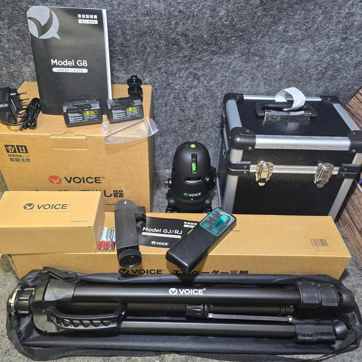 【未使用品】VOICE レーザー墨出し器 フルライングリーンレーザー Model-G8 受光器 三脚つき【桶川店】