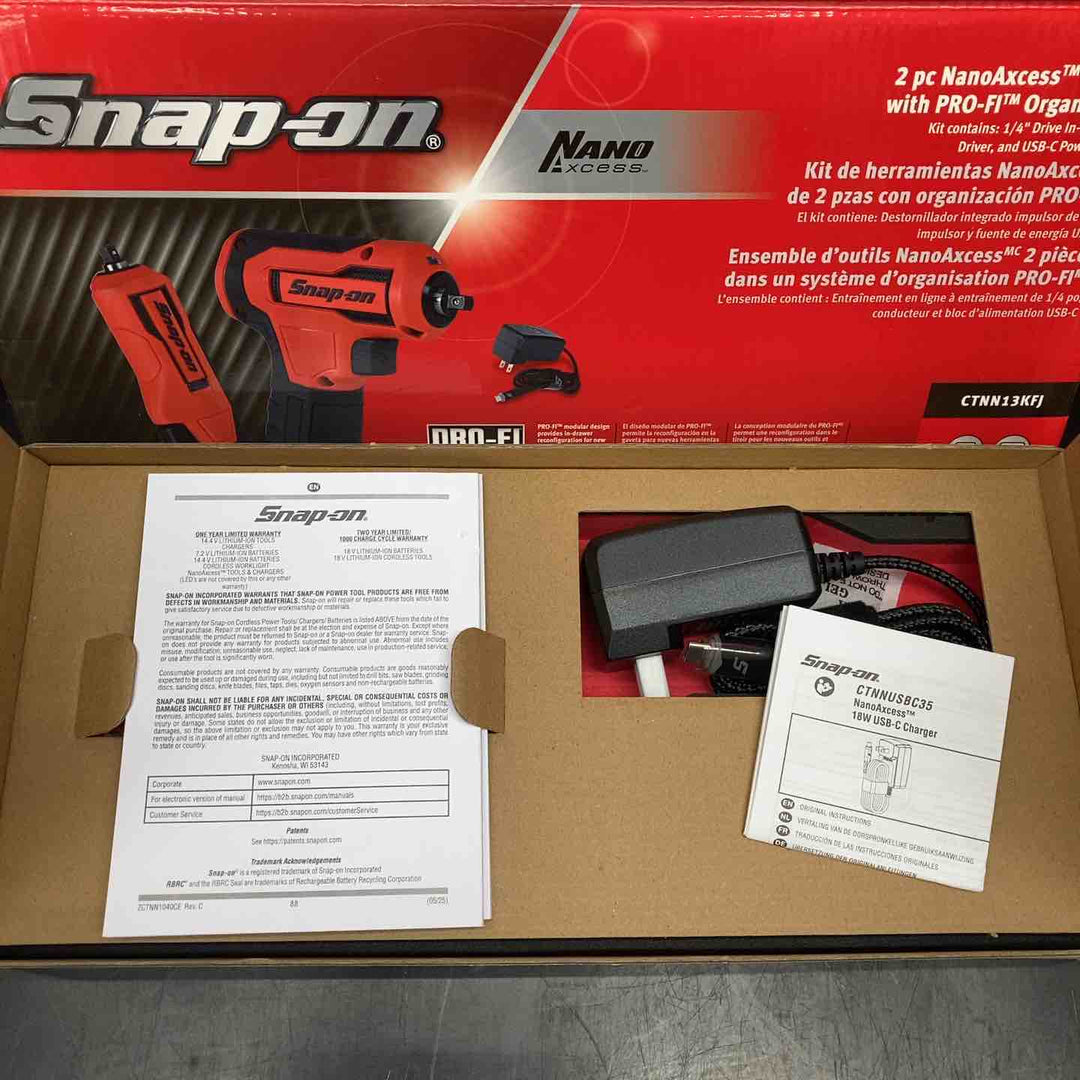 ▲スナップオン1/4 ナノアクセスツールキット (小型充電式ドライバー2種のセット)　CTNN13KFJ【川越店】
