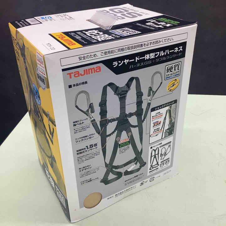 □タジマ(Tajima) ハーネスGS＋蛇腹ダブルランヤードL2セット 黒 Sサイズ A1GSSJR-WL2BK【越谷店】