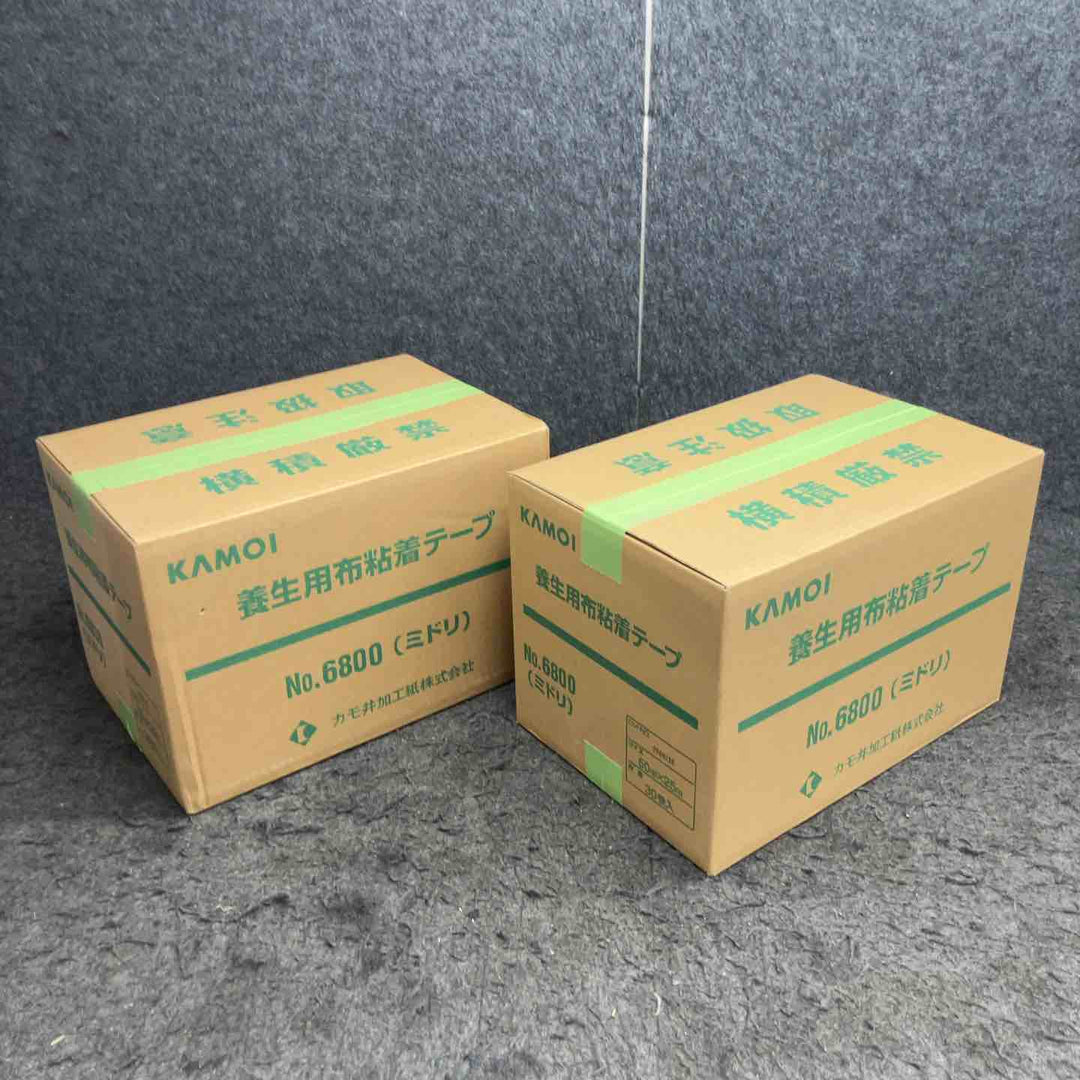 カモ井(KAMOI) 養生用布粘着テープ No.6800 ミドリ 50mm×25m 30巻入 (2箱 計60巻入)【鴻巣店】