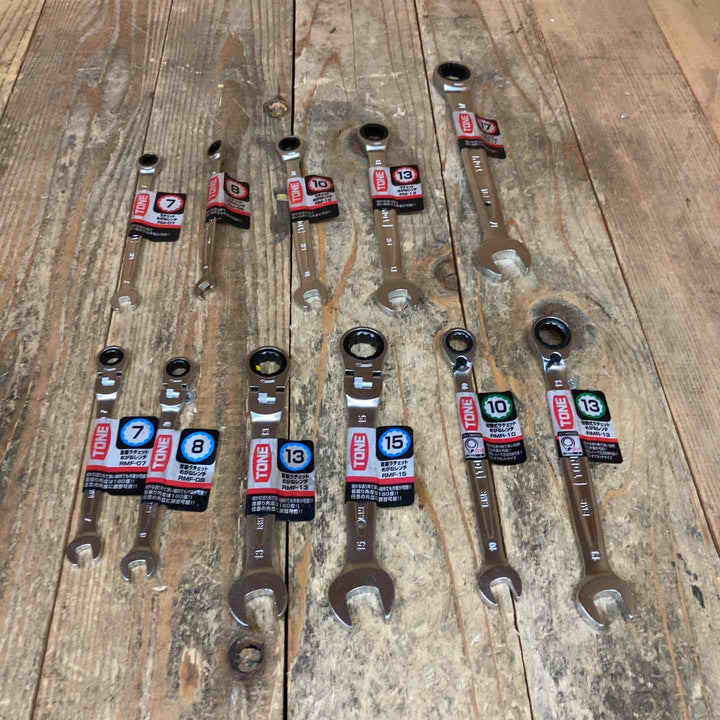 トネ(TONE) ラチェットメガネレンチ RM-07~17 首振 RMF-07~15 切替式 RMR-10~13 合計11本セット【所沢店】