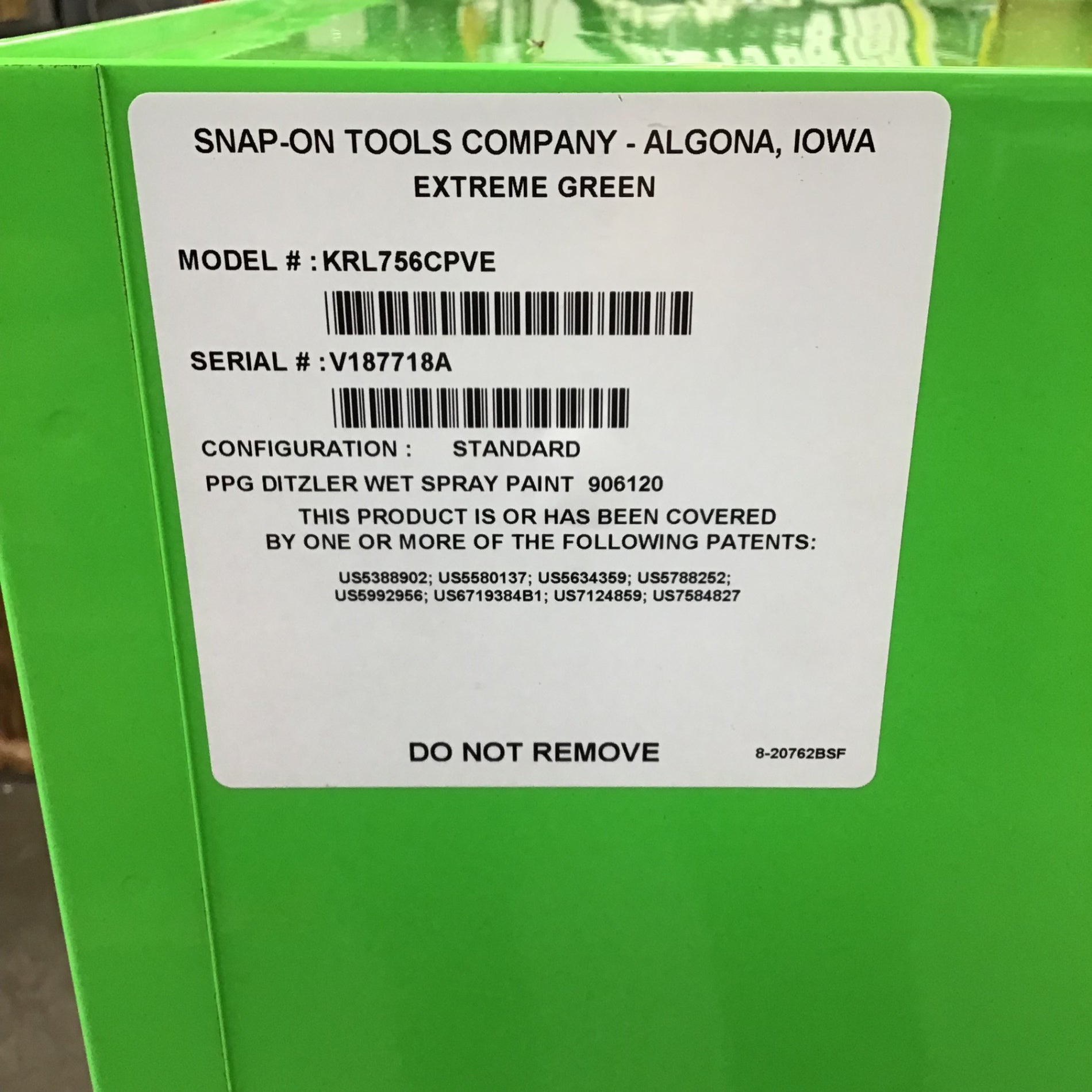 店頭受取り限定】スナップオン ロールキャブKRL756 緑 鍵付き【川崎店