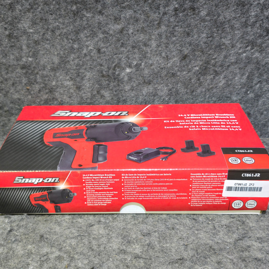 「【未使用品】スナップオン(Snap-on) 充電式インパクトレンチ CT861J2 3/8sq 充電器＋バッテリ2個 元箱あり 赤【桶川店】