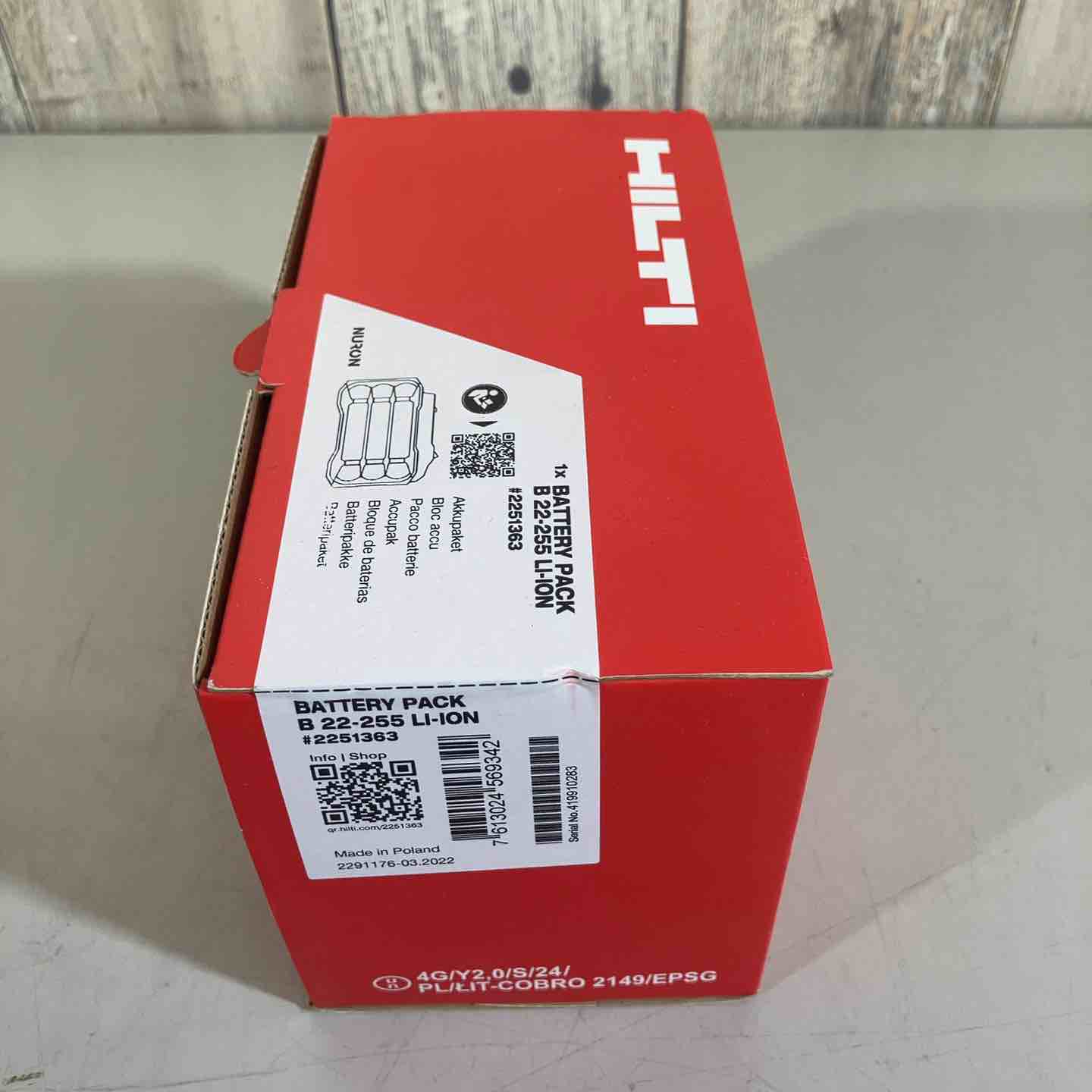 未使用品(未開封)】☆純正品☆HILTI バッテリー B 22-255 LI-ION