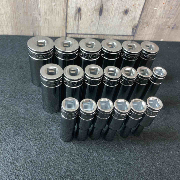 【中古美品】ブルーポイント(BluePoint) 3/8インチ ディープソケット 12角12P (BLPLM386-3824) 6㎜-24㎜ 19個 Snap-on【東大和店】
