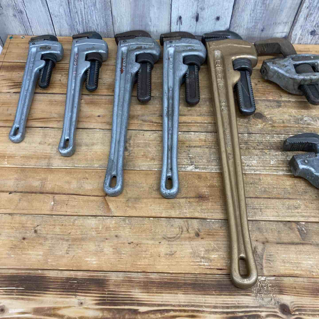 【中古品】 【まとめ売り】 RIDGID アルミ パイプレンチ 9本セット 24”・18”・14”・824・818・814・812 タテ型 水道管 白管用 【東大和店】