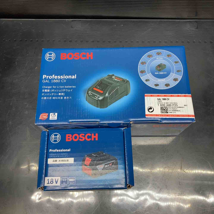 Bosch Professional(ボッシュ)18V バッテリー充電器セット(プロ用18V5.0Ahバッテリーx1個と高速充電器GAL1880CVx1個付) A1850LIB-SET【川越店】