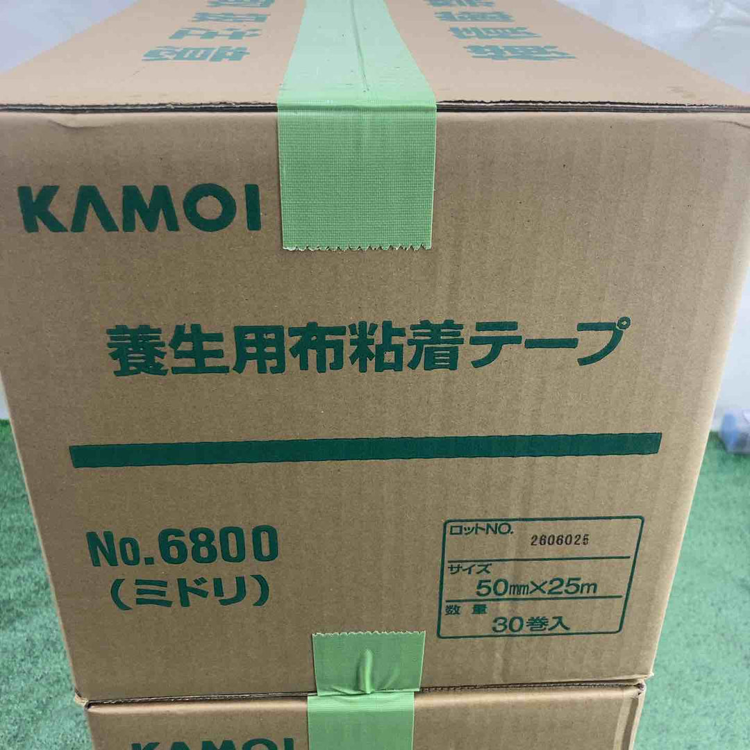 KAMOI 養生用布粘着テープ No.6800 ミドリ 50mm×25m 30巻入×2箱【町田店】