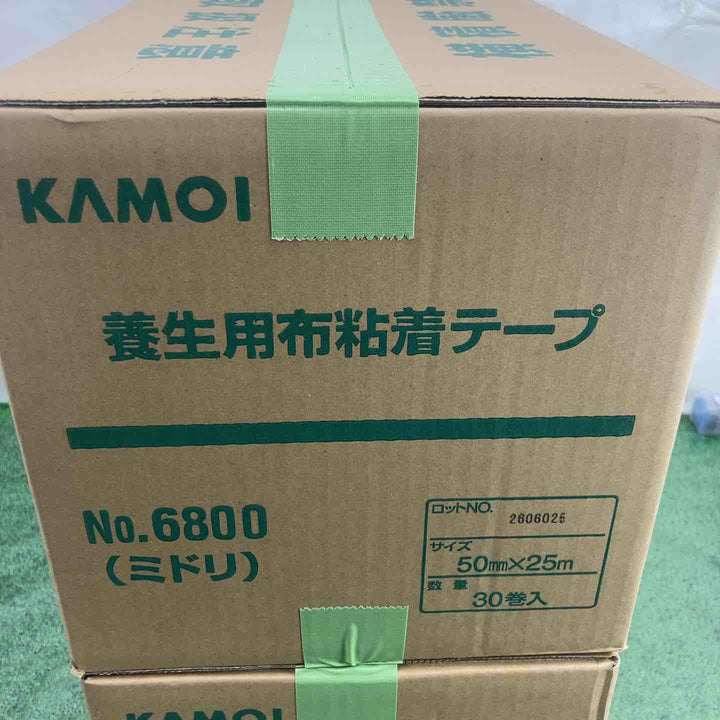 KAMOI 養生用布粘着テープ No.6800 ミドリ 50mm×25m 30巻入×2箱【町田店】