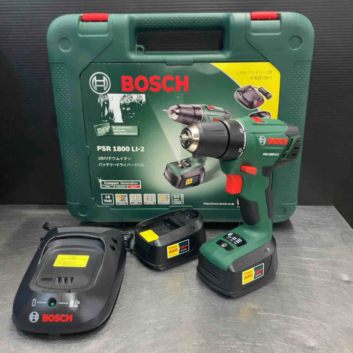 【中古美品】 ボッシュ(BOSCH) 18V コードレスドリルドライバー PSR1800LI-2 フルセット品 DIYモデル 【東大和店】