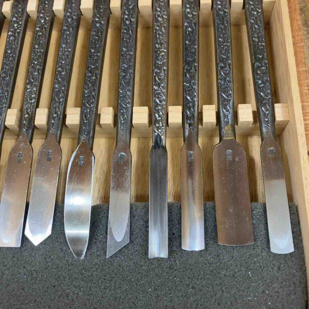 【美品】彫清 彫刻刀 共柄 15本組 道※備考欄要確認【所沢店】