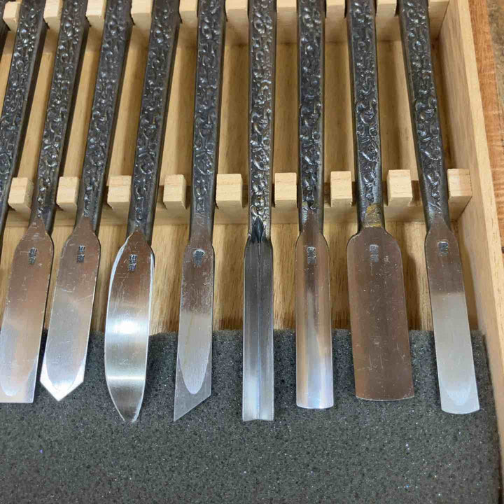 【美品】彫清 彫刻刀 共柄 15本組 道※備考欄要確認【所沢店】