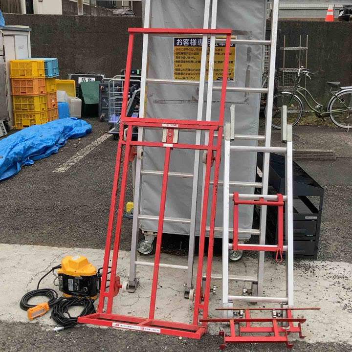 【現状品/ 店頭受取り限定】ユニパー 室内ボード揚げ機  RYOBIウィンチWI-62付き はしごなど付属品完備【柏店】
