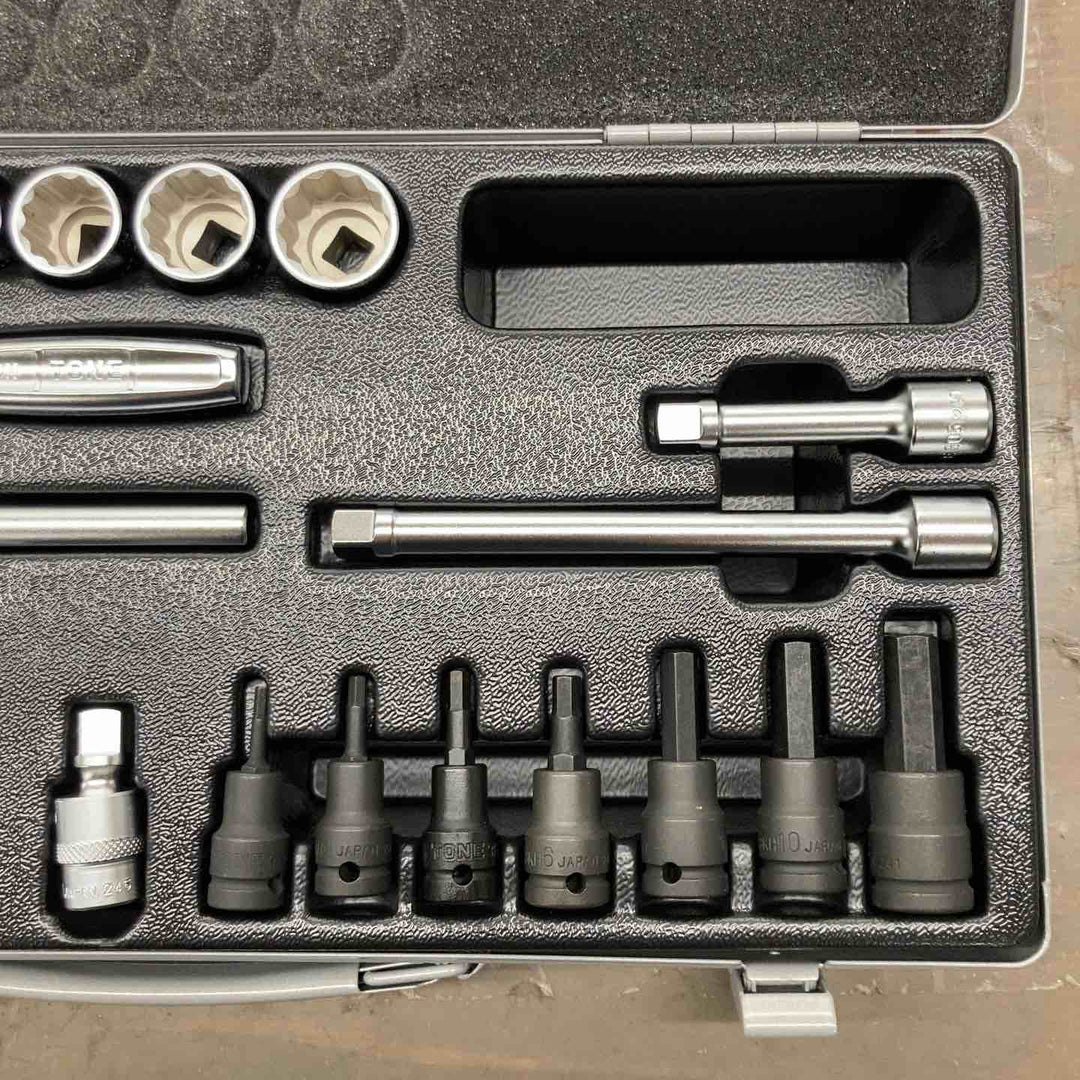 ◇トネ(TONE) ミックスソケットレンチセット 差込角9.5mm(3/8") MX300 内容27点 シルバー【戸田店】