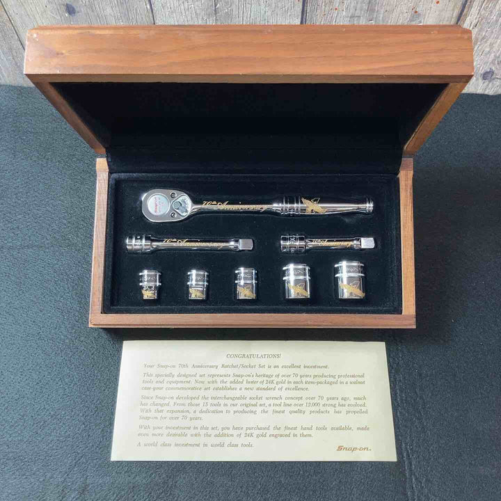 【中古美品】 Snap-on スナップオン 24k 3/8ラチェットセット 70周年記念 1987年 未使用長期保管品 【東大和店】