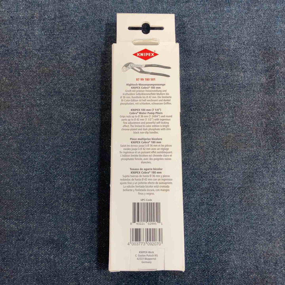 KNIPEX ウォーターポンププライヤー コブラ 8799-180 S01【八潮店】