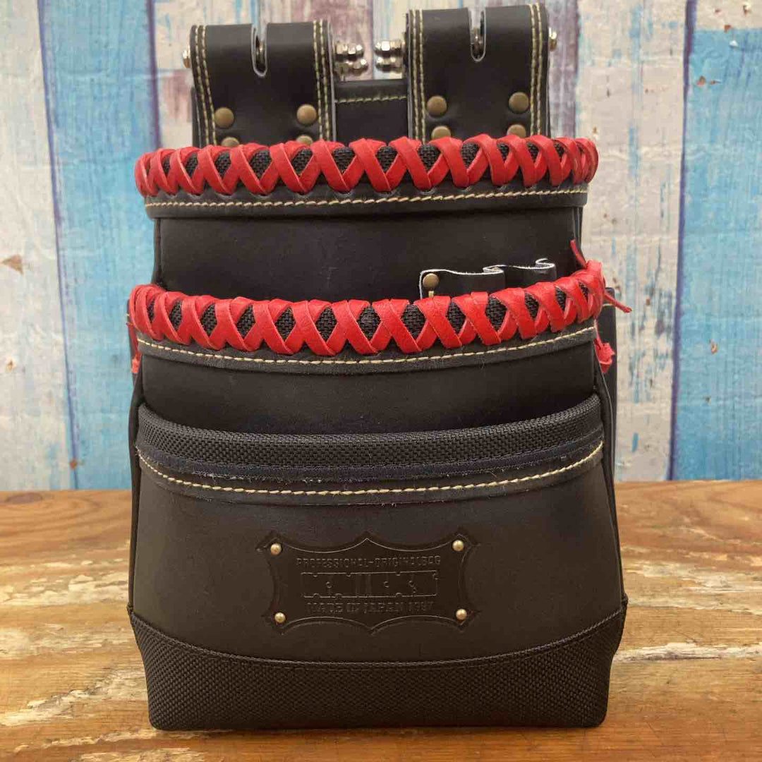 ニックス　KGB-301DDX　チェーンタイプ高級グローブ革使用3段腰袋 赤【柏店】