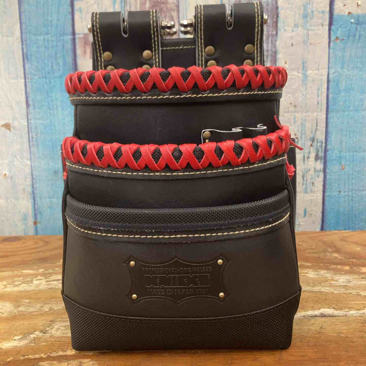 ニックス　KGB-301DDX　チェーンタイプ高級グローブ革使用3段腰袋 赤【柏店】