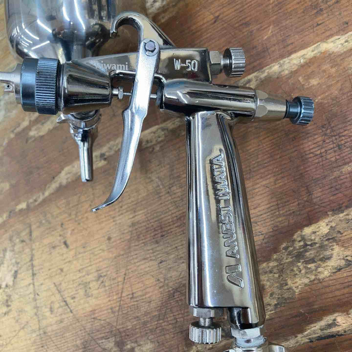▼アネスト岩田 スプレーガン  kiwami  W-50-B6 カップ（大、蓋なし）,圧力計付き【柏店】