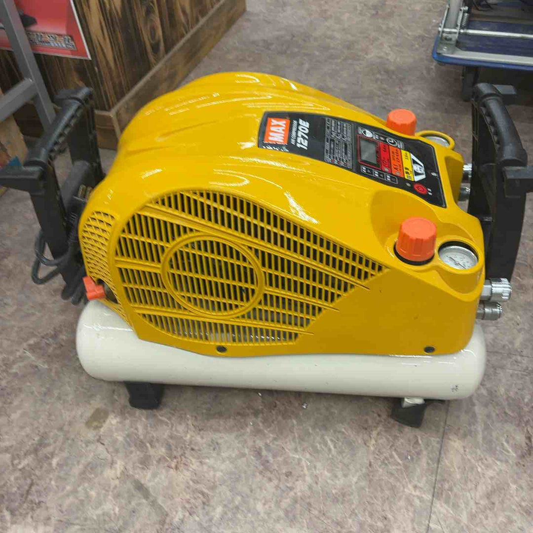 【中古】マックス(MAX) エアコンプレッサー AK-HH1270E  カバーイエロー、タンクホワイト塗装※ドレンコック不良有【所沢店】