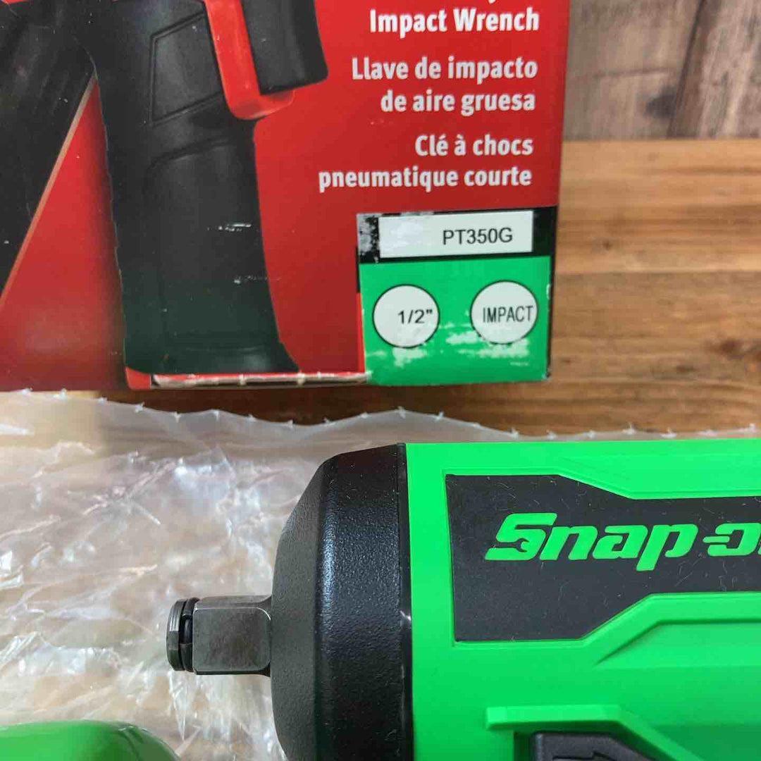 【未使用品(店頭展示品)】スナップオン(Snap-on)1/2 エアーインパクトレンチ PT350G (本体)色緑・本体ラバーカバー付き【東大和店】