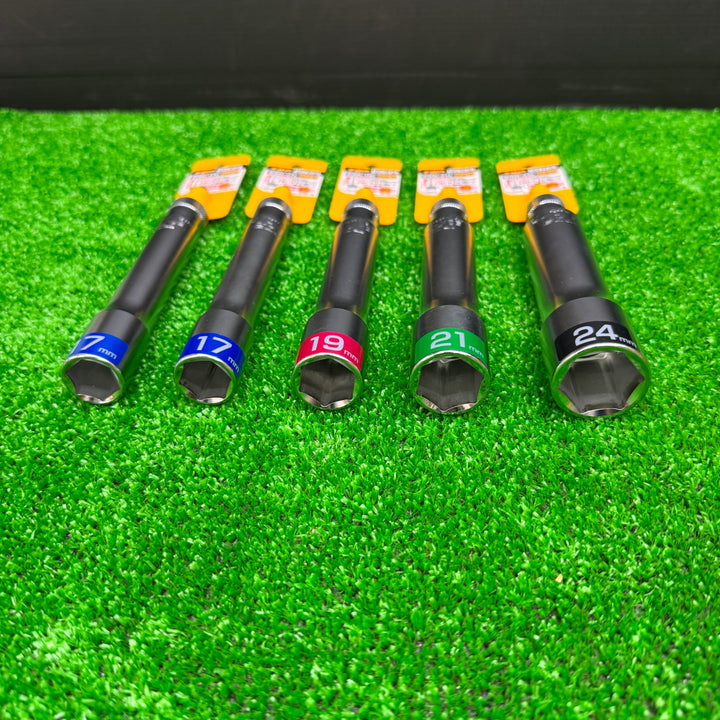 【未使用品】TOP ロングソケット 17mm×2 19mm 21mm 24mm　5本セット【電材館越谷店】