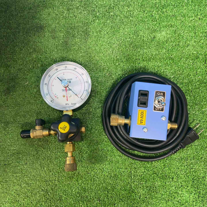 【美品】◇タスコ(TASCO) 真空ポンプ TA150XA ゲージマニホールド、TA142VK 真空ゲージキット、TA159PA 逆流防止真空ポンプアダプタ付【岩槻店】