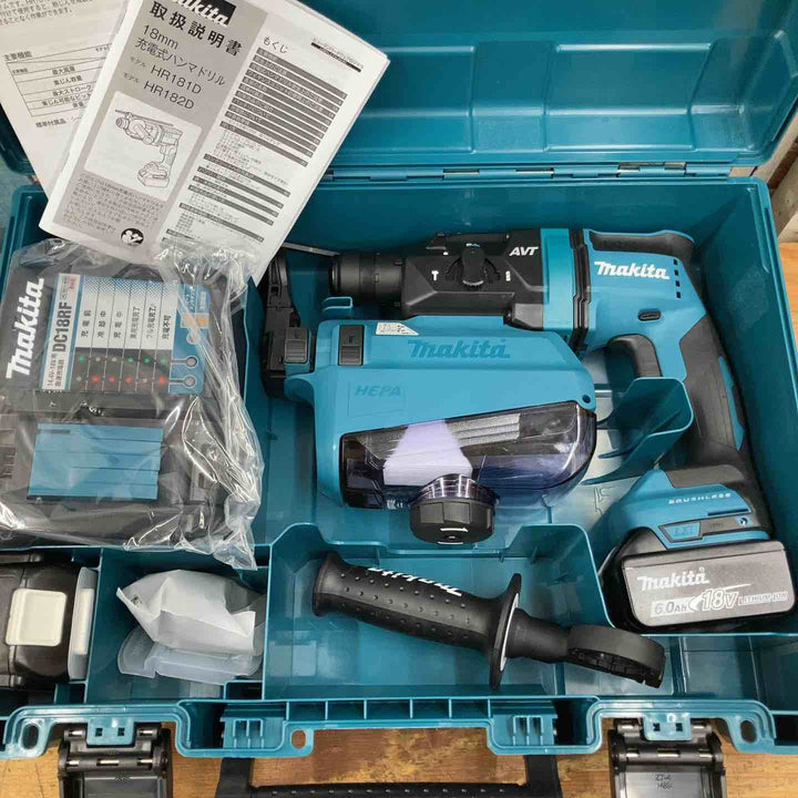 送料無料【未使用品】マキタ(makita) コードレスハンマドリル HR182DRGXV 18V フルセット 集塵システム付き【柏店】