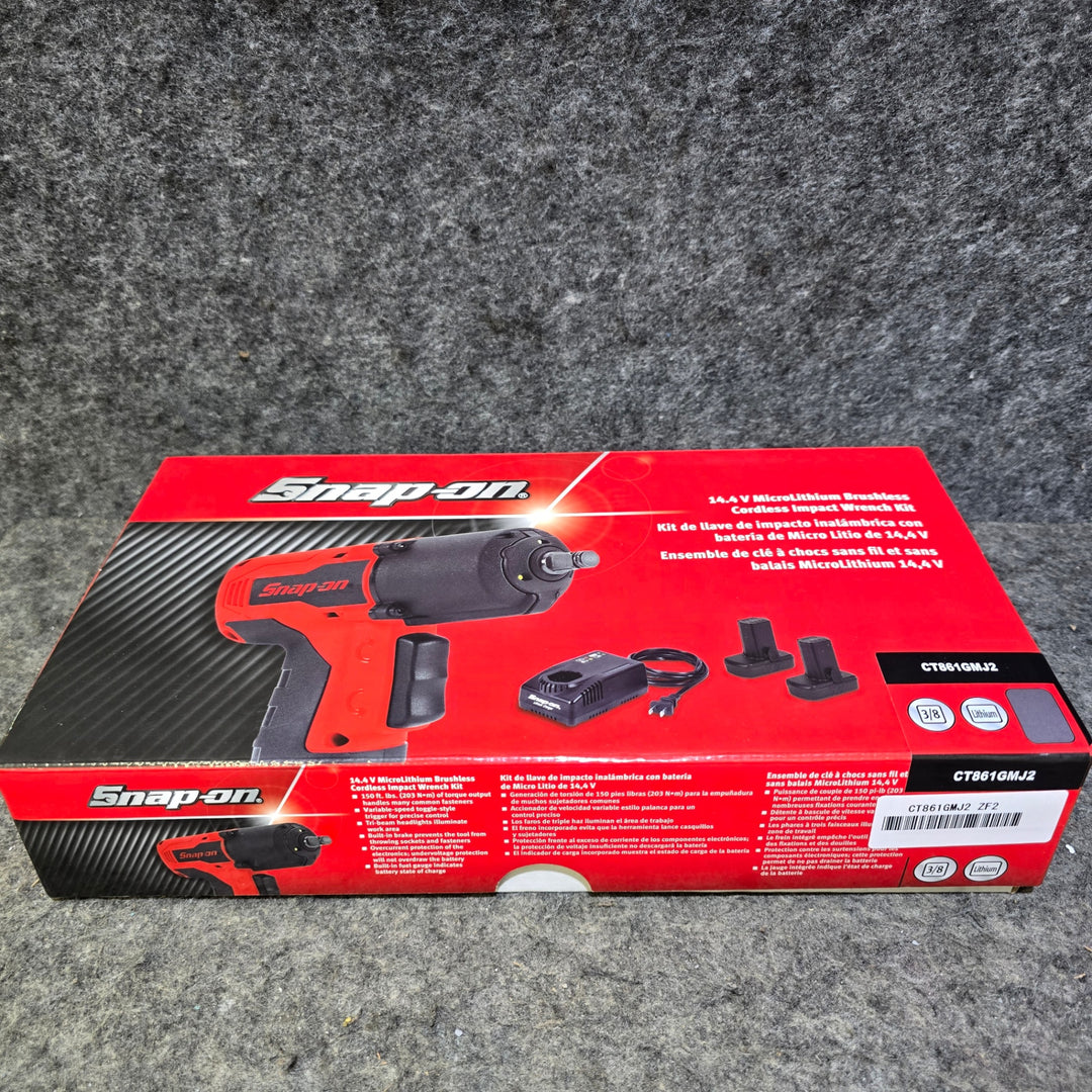 「【未使用品】スナップオン(Snap-on) 充電式インパクトレンチ CT861GMJ2 3/8sq 充電器＋バッテリ2個 元箱あり ガンメタ【桶川店】