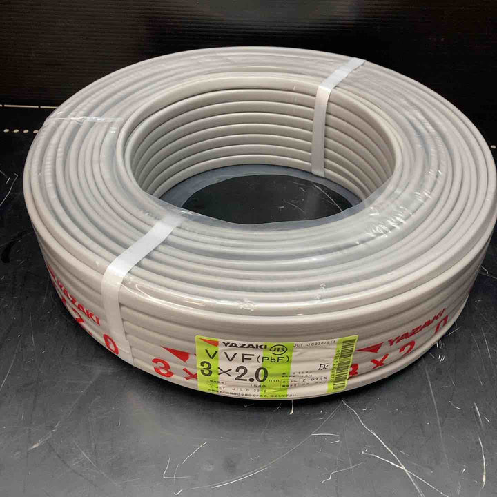 ◇矢崎 VVFケーブル 2.0mm×3芯 100m巻 (灰色) VVF2.0mm×3C×100m YAZAKI 製造2025年4月【川越店】