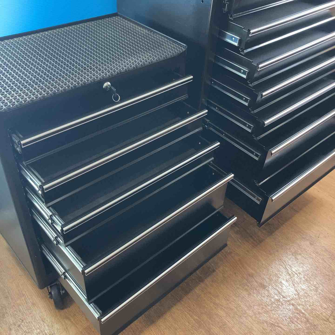 【中古品/店頭受取り限定】メーカー不明 ブラックツールキャビネット 7段・5段 2個セット 鍵付き【岩槻店】
