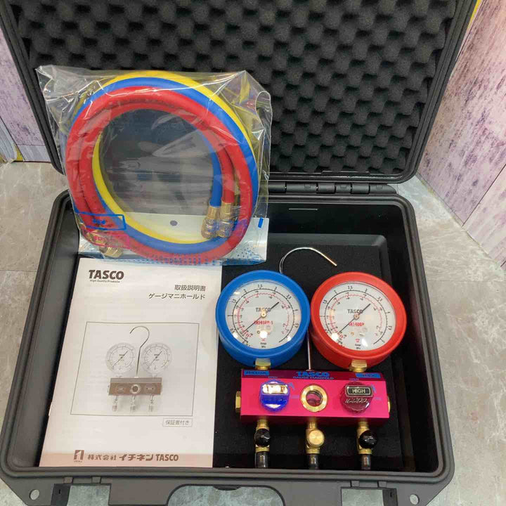 【未使用品】イチネン TASCO 3点セット 真空ポンプ 真空ゲージ ゲージマニホールド【八潮店】