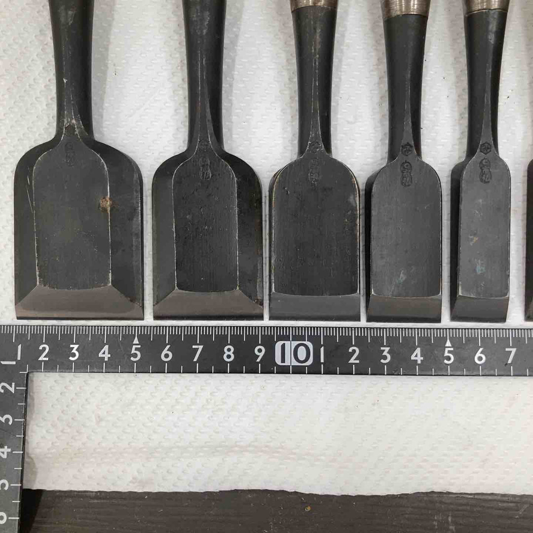 【中古品】　「月市弘」銘 鑿 10本組 のみ 木工 大工道具 Japanise Chisel【柏店】