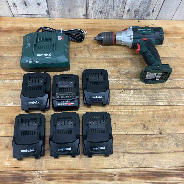 【超お得】 【中古品】 metabo メタボ (日立工機：ハイコーキ) SB18LTXBLI 18V 振動ドリルドライバー バッテリー6個付属 ドイツ製 DIY 【東大和店】