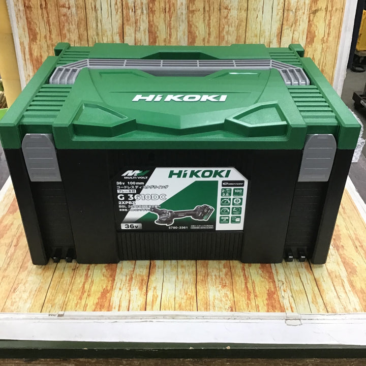 〇HiKOKI(ハイコーキ) 36V 充電式 ディスクグラインダ G3610DC ブラック トイシ径100mm スライドスイッチ 蓄電池2個・充電器・ケース付 G3610DC(2XPBZ)【川崎店】