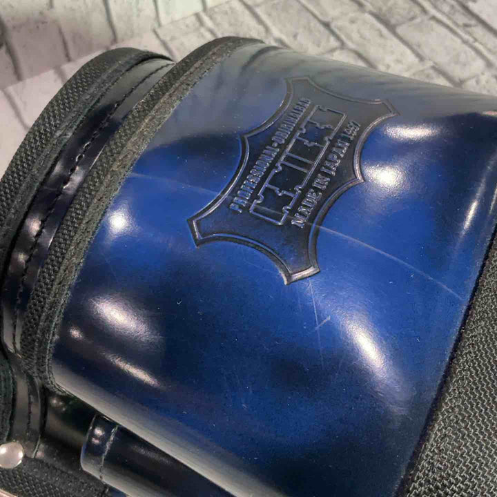 ニックス KNICKS 鳶職向仕様ツーウェイタイプアドバンガラス革2段腰袋 ブルー ADV-201TB-BL 傷、色褪せあり 【川口店】
