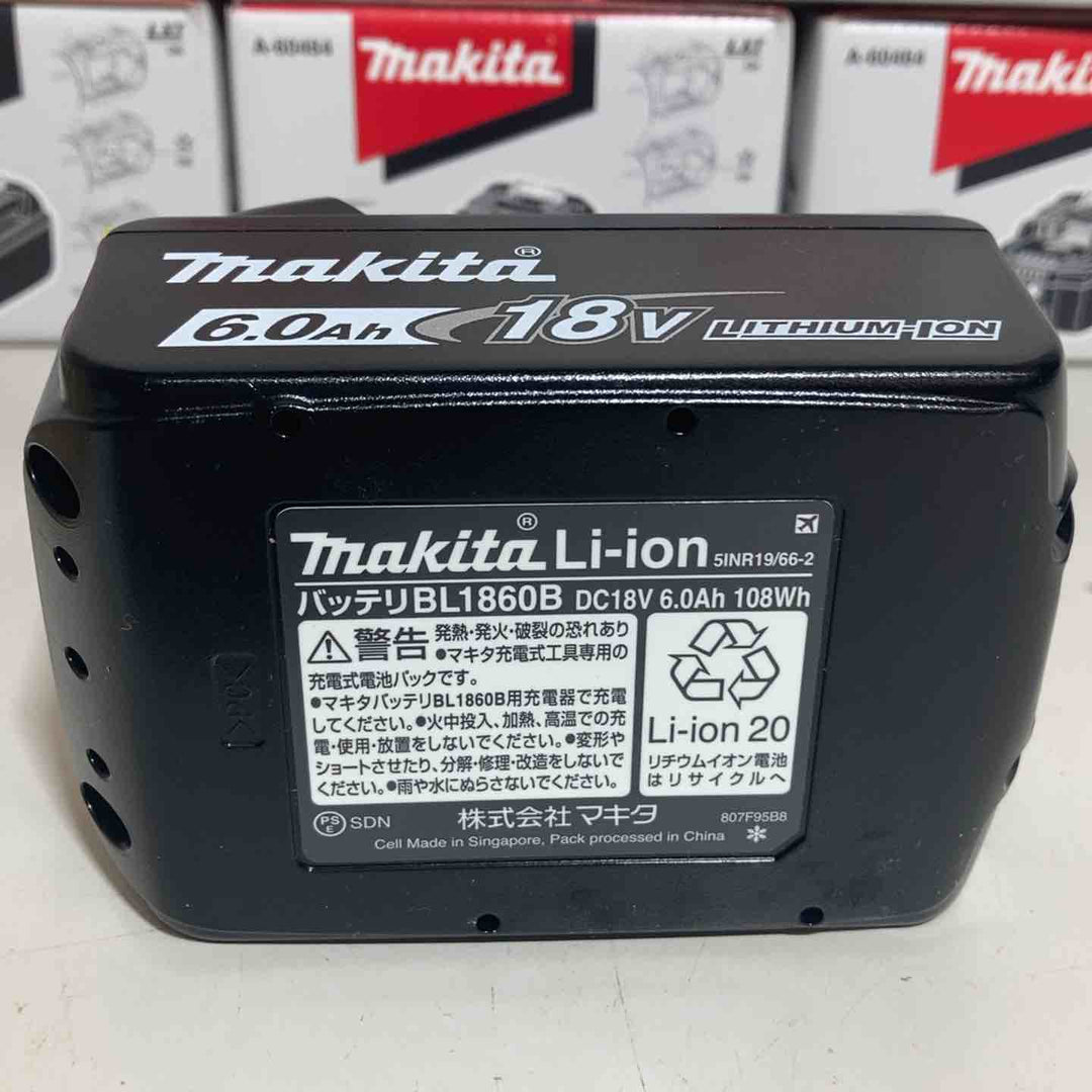 ▼マキタ(makita) リチウムイオンバッテリー 18V/6.0Ah BL1860B６個セット 純正品【戸田店】