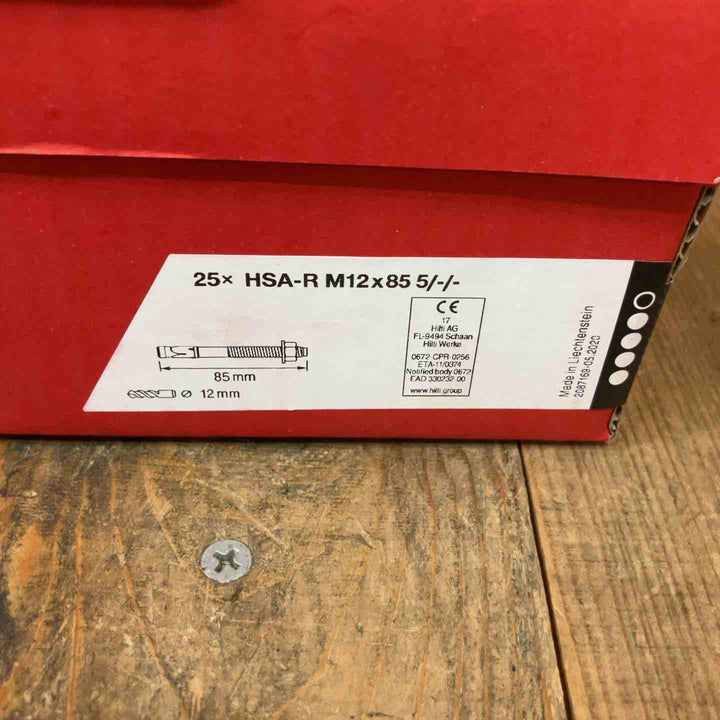 ヒルティ(HILTI) ステンレス製ウェッジ式アンカー HSA-R M12×85 5/-/- 25本入り4箱 計100本※箱に凹みや破れがあります【所沢店】