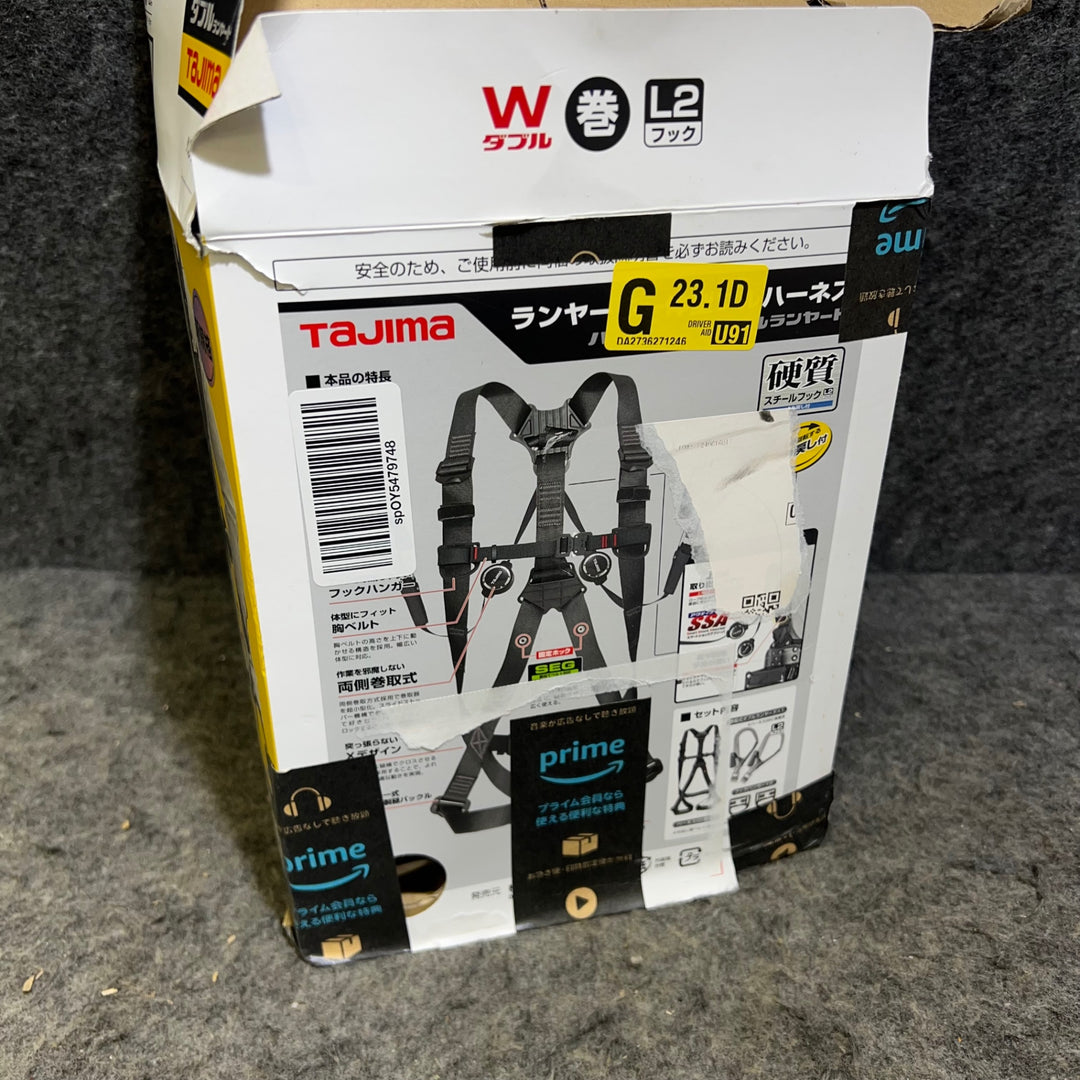 ※箱傷み有り※□タジマ(Tajima) ハーネスGS＋巻取式ダブルランヤードERL2セット Lサイズ A1GSLER-WL2BK【桶川店】