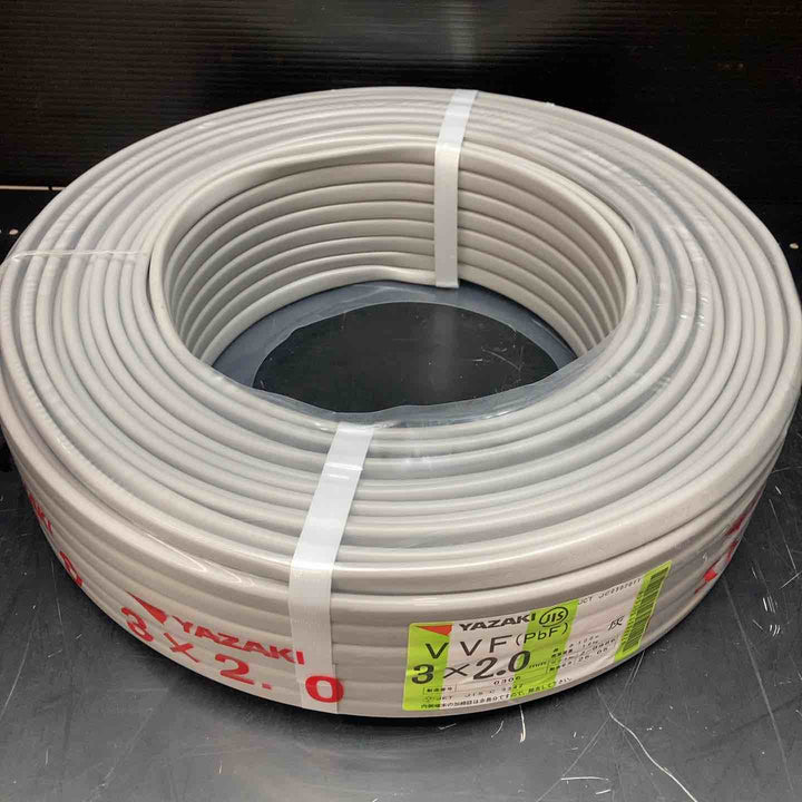 ◇矢崎 VVFケーブル 2.0mm×3芯 100m巻 (灰色) VVF2.0mm×3C×100m YAZAKI 製造2025年5月【川越店】