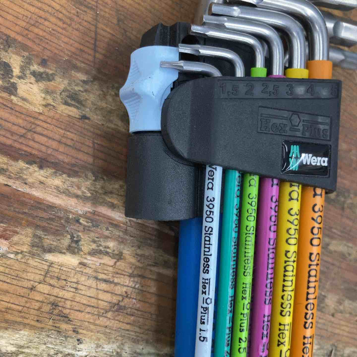 ◇Wera 3950/9 ステンレス製 ヘックスプラス 六角レンチ 9本セット マルチカラー【柏店】