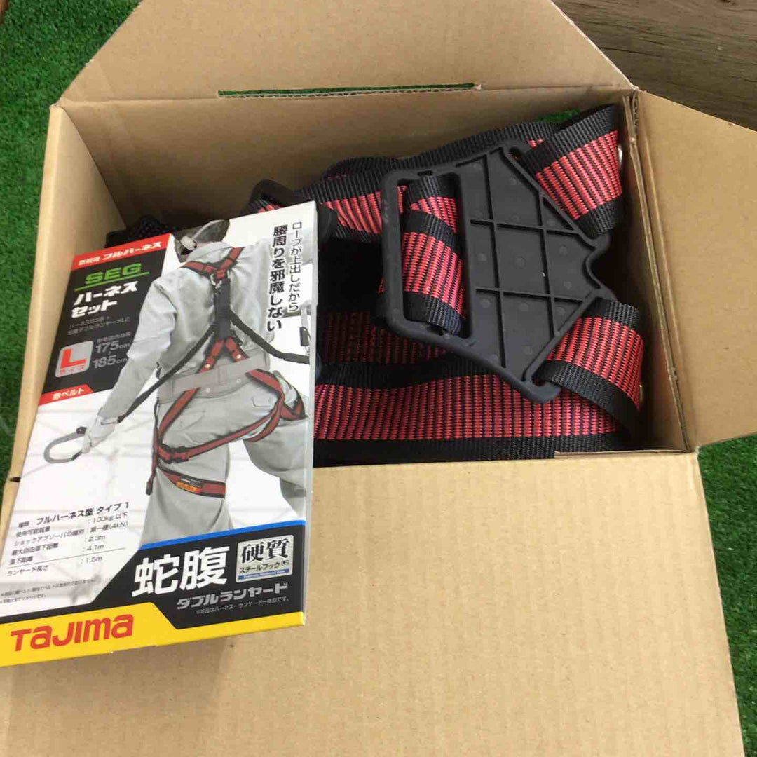 □タジマ(Tajima) ハーネスGS＋蛇腹ダブルランヤードL2セット 赤 Lサイズ A1GSLJR-WL2RE【町田店】