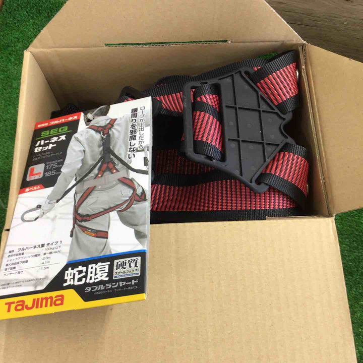 □タジマ(Tajima) ハーネスGS＋蛇腹ダブルランヤードL2セット 赤 Lサイズ A1GSLJR-WL2RE【町田店】