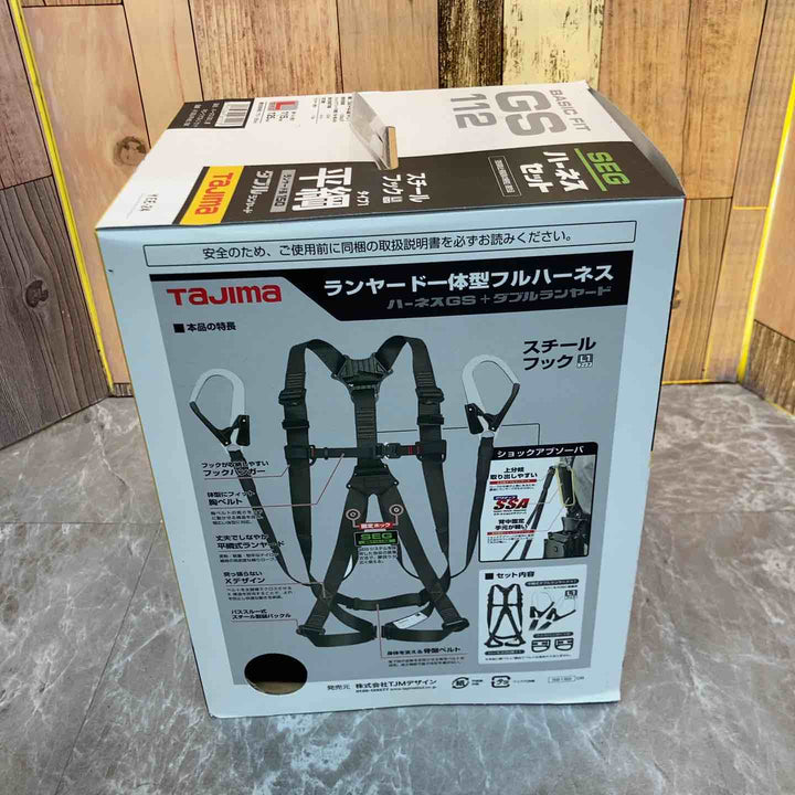 □タジマ(Tajima) ハーネスGS＋平ロープダブルランヤードL1セット 黒 Lサイズ A1GSLFR-WL1BK【八潮店】