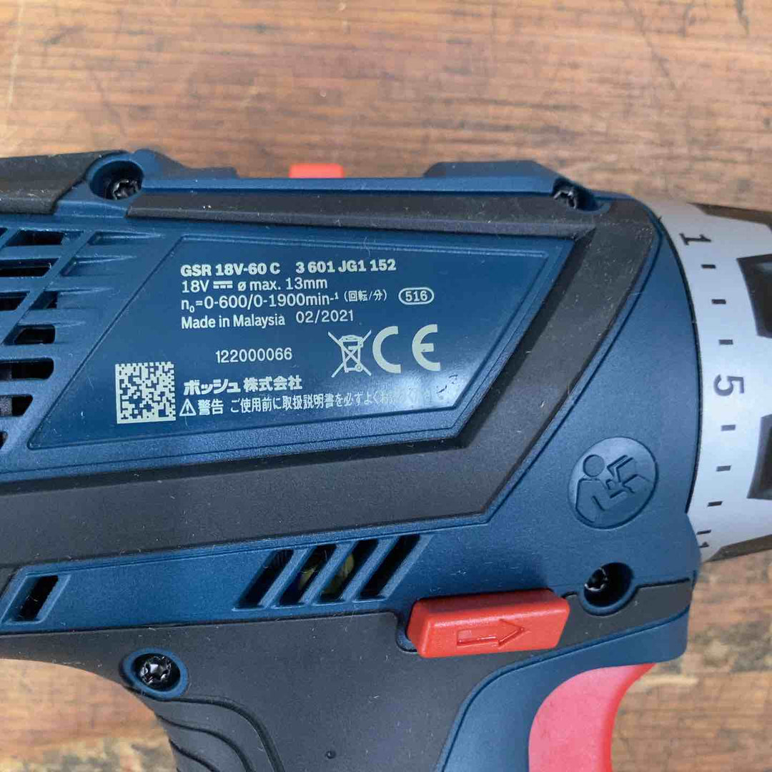 ボッシュ(BOSCH) 18Vコードレスドライバードリル(本体のみ) GSR -60CH【柏店】