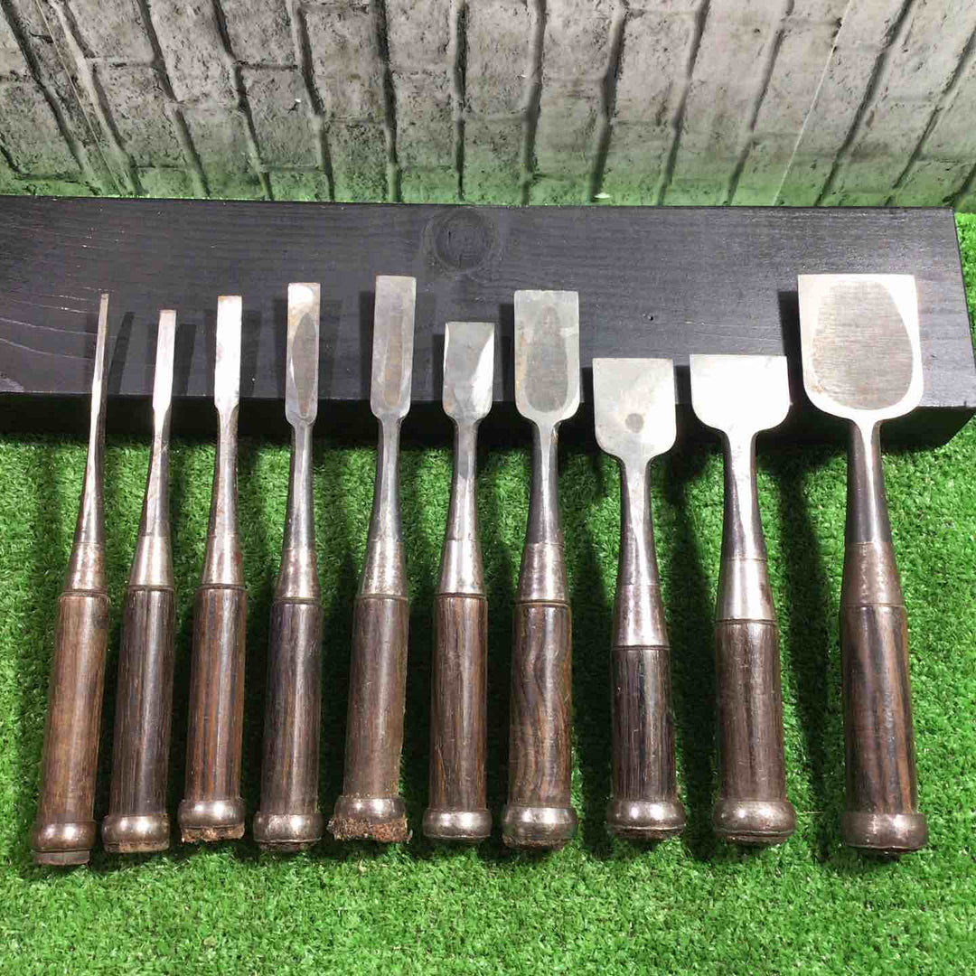 輝千代 追入鑿 10本組 本体のみ 錆あり 【川口店】