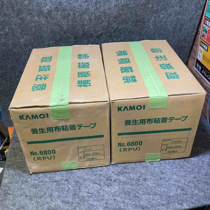 【2箱セット】カモ井 養生用布粘着テープ No.6800 ミドリ 50mm×25m 30巻入【桶川店】